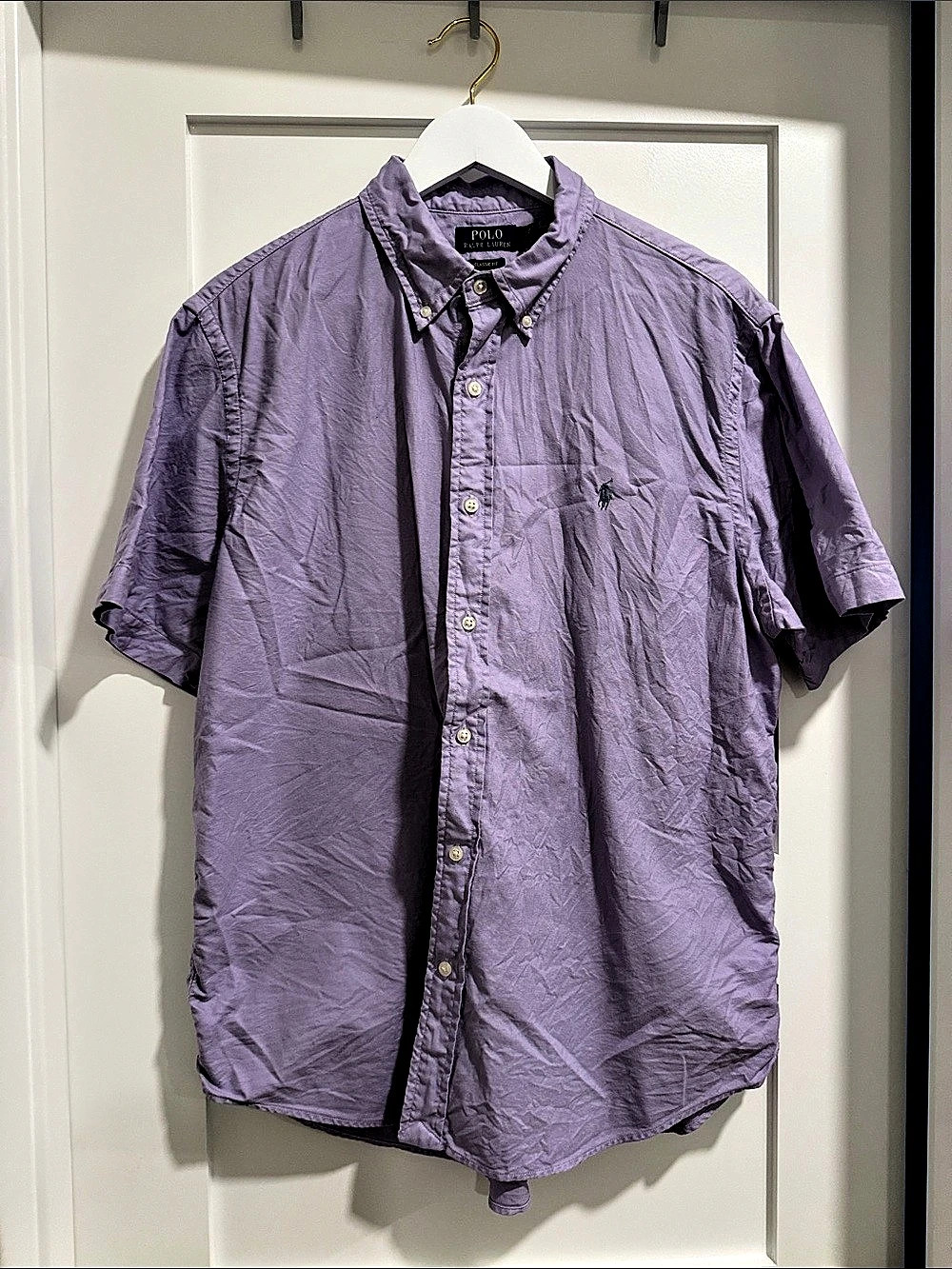 Polo Ralph Lauren Classic Fit Short Sleeve Button-Down Shirt Purple XL